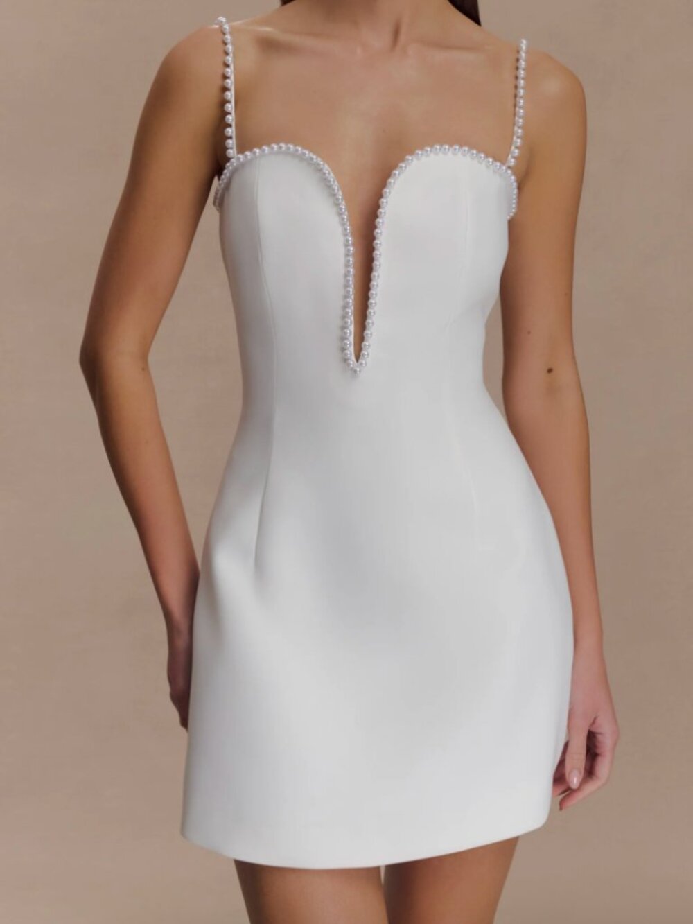 Meshki Kingsley Beaded Neckline Mini Dress